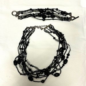 Monet Black Beaded Necklace & Bracelet Set